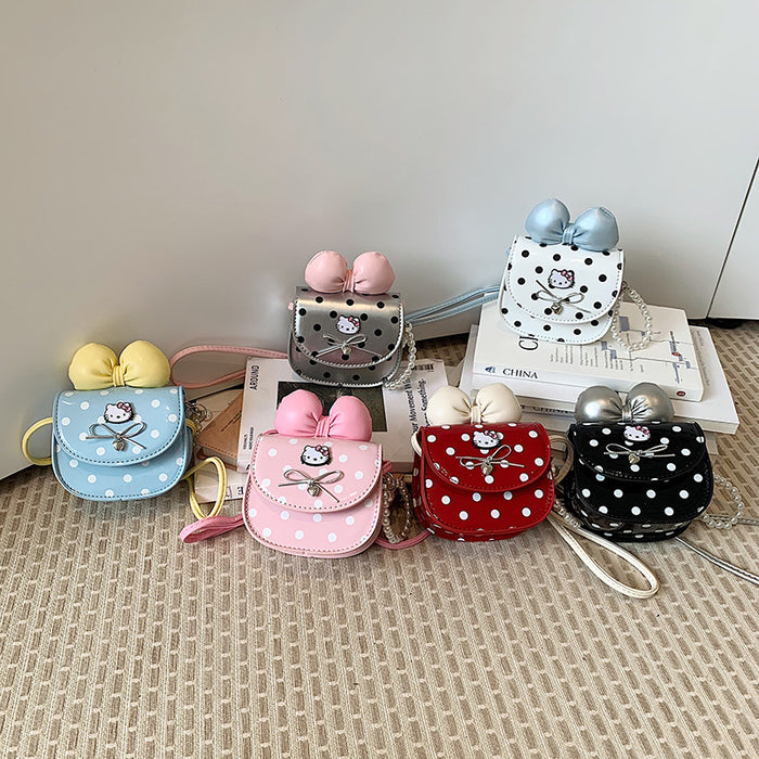 Wholesale Trendy Polka Dot Butterfly Bow Kids Crossbody Bag