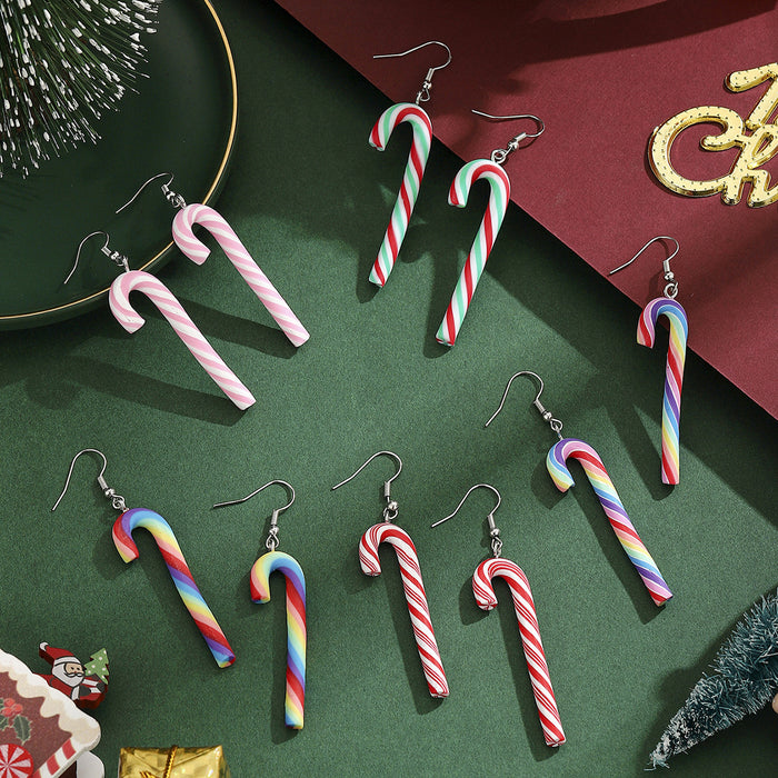 Wholesale Christmas candy cane star earrings