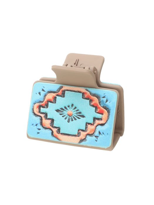 Wholesale Western Denim Cactus Leather Hairpin Mid-style Grab Clip Shark Clip Women