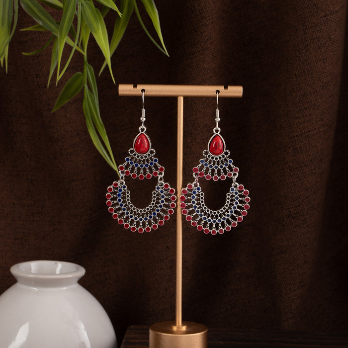 Wholesale Retro Bohemian Long Tassel Drop Earrings Heavy Industry Creative Ethnic Style Diamond-Encrusted High-End Earrings