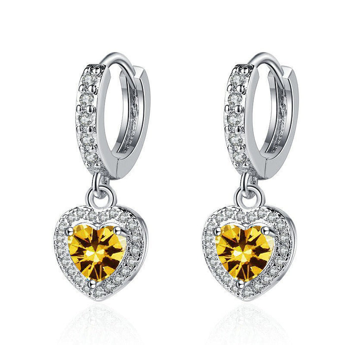 Wholesale Copper Inlaid Zircon Heart Earrings