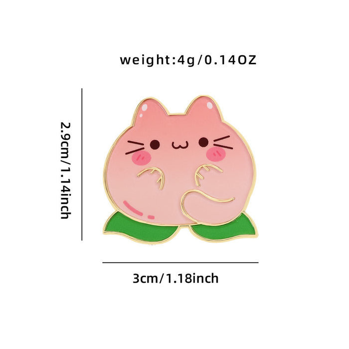 Wholesale Cartoon cute cat badge creative fruit cherry animal badge metal brooch clothing bag jewelry accessories