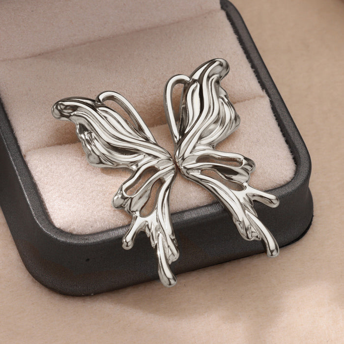 Wholesale Stainless steel 3D butterfly earrings with a stylish design