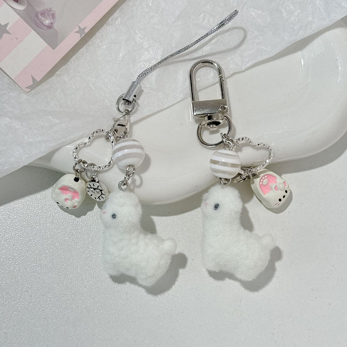 Wholesale Cute Furry Animal Keychain Alpaca Mobile Phone Pendant Cartoon Bag Hanging Accessories