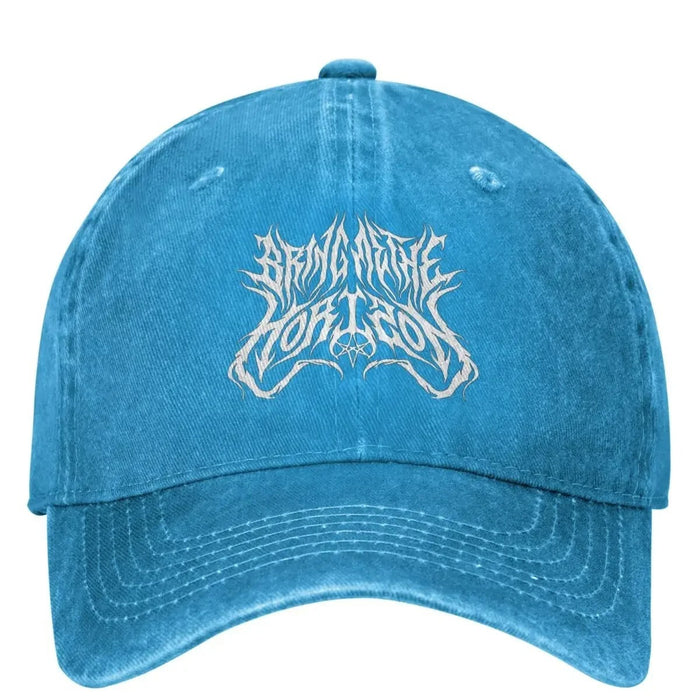 Wholesale Black Pentagram Print Baseball Cap Soft Dome Adjustable Curved Brim Vintage Band Style Hat Summer Sun Protection Fashion Accessory