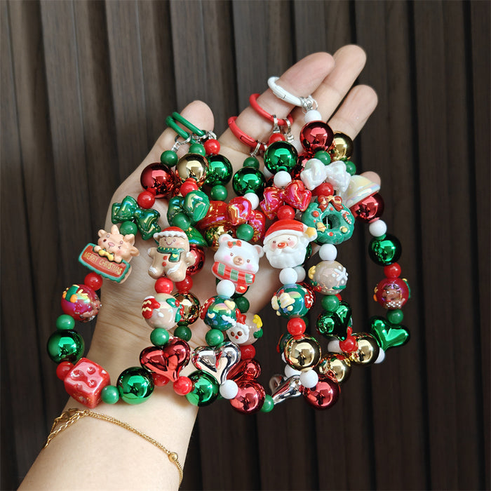 Wholesale Christmas series cartoon beaded keychains