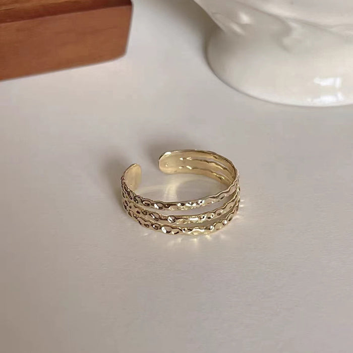 Wholesale Pearl flower open ring female exquisite diamond-embedded geometric ring