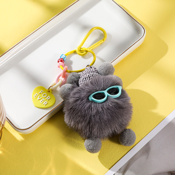 Wholesale Cute pet small bristle monster doll pendant anti-lost keychain schoolbag plush ornaments super cute gift