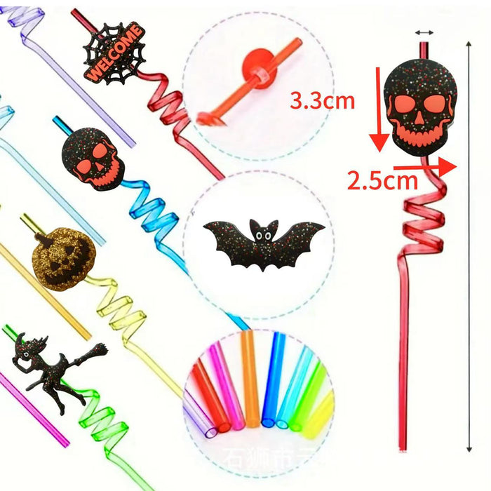 Wholesale 10pcs Silver powder  cartoon bar personality straw stickers party decoration straw stickers