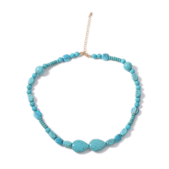 Wholesale Green Irregular Geometric Turquoise Water Drops Simple Necklace