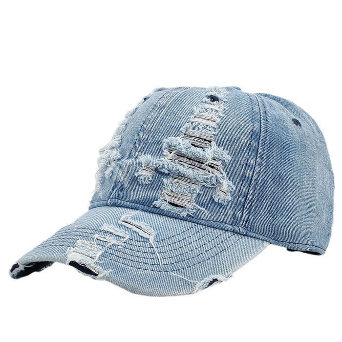 Wholesale Washed denim distressed baseball cap