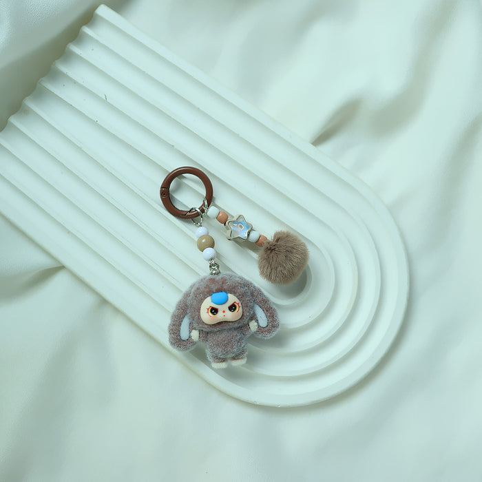 Wholesale Bowknot Flocking Big Ear Cartoon Keychain Schoolbag Pendant