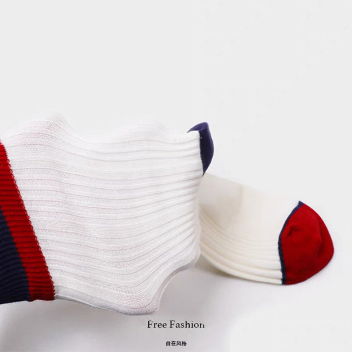 Wholesale Embroidered women's socks solid color double needle tube versatile stacking socks