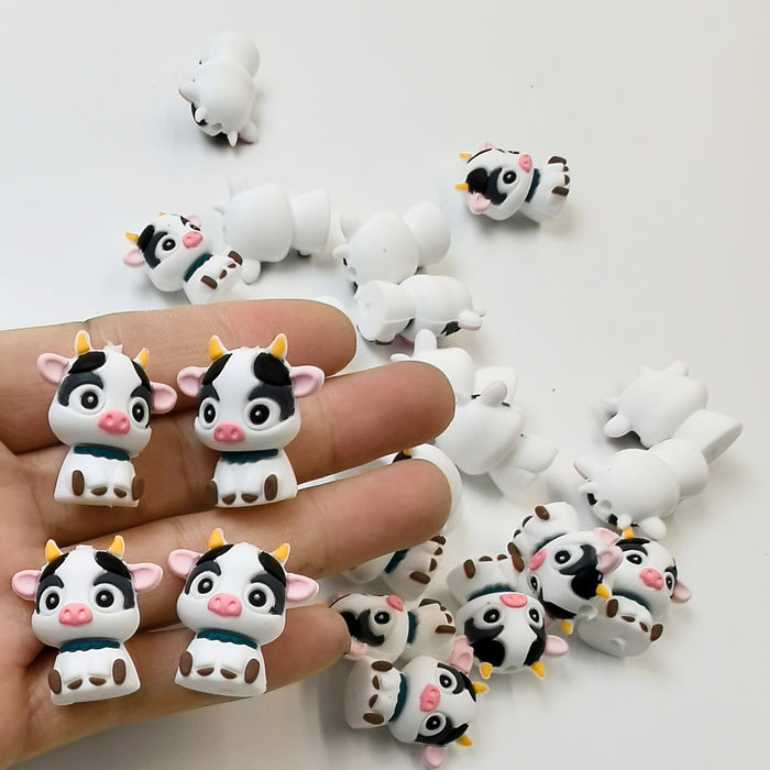 Wholesale 50PCS 3D Silicone Cartoon Cow Focal Beads JDC-BDS-HKL004