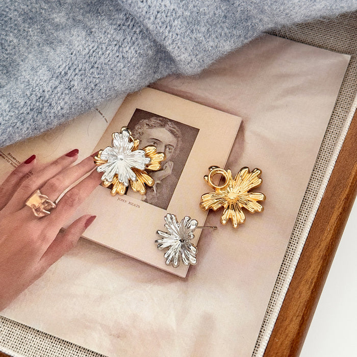 Wholesale Personalized double-layer earrings with fashionable temperament, simple and high-end feel, niche ear accessories