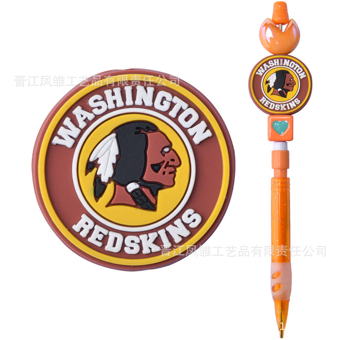 Wholesale 50pcs Rugby team series beads ballpoint pen beaded accessories fun stationery cartoon accessories detachable