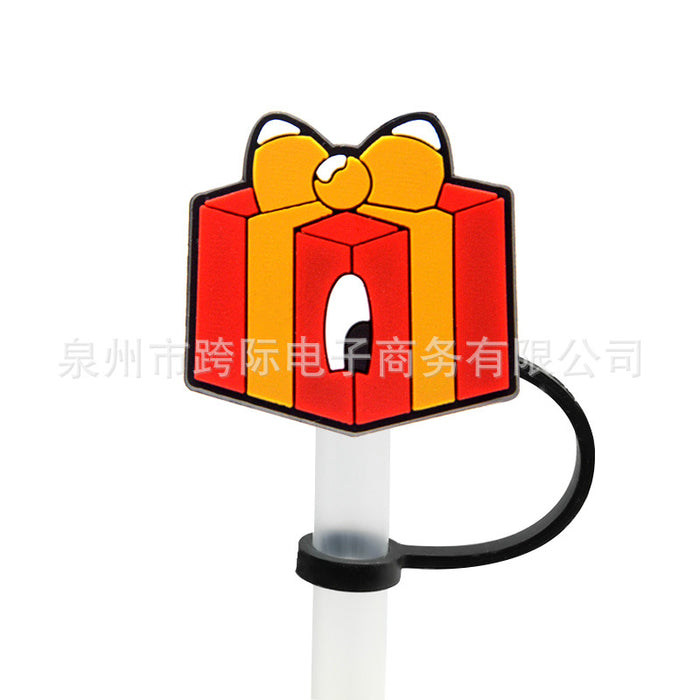 Wholesale New Love Leopard Pattern Straw Cover Straw Cap Silicone Dustproof Stopper Cute Anime Party Straw Decoration Cross border Product