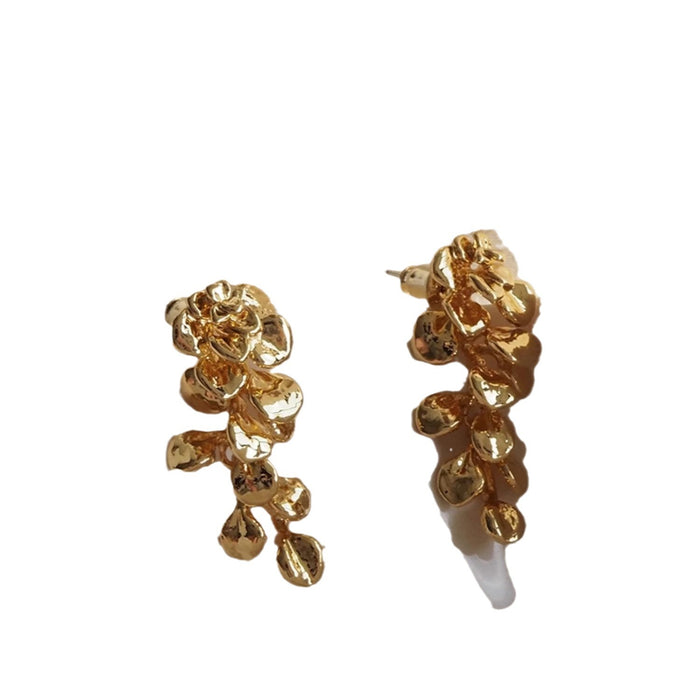 Wholesale Metal Flower Tassel Earrings Women's Light Luxury Niche Elegant Earrings