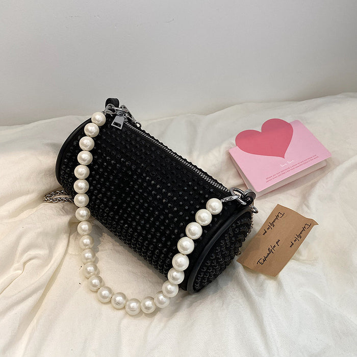 Wholesale Cylindrical Diamond Pearl Diagonal Cross Handbag JDC-SD-Xiuhe005