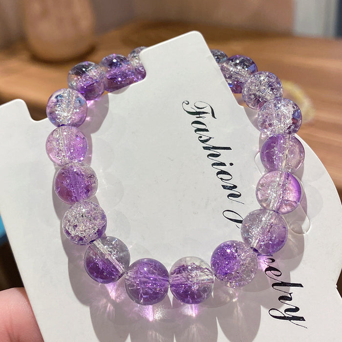 Wholesale Glass Bead Bracelet Ice-Clear Two-Tone Violet Children' s Jewelry Accessory MOQ≥2