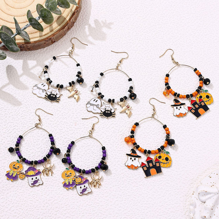 Wholesale  themed earrings,  black and white,  orange and purple  main color earrings