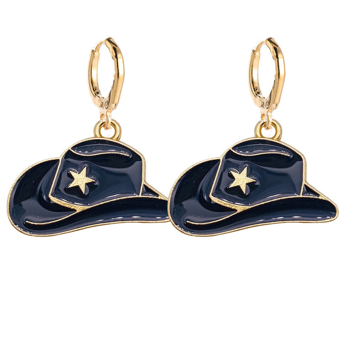 Wholesale New Retro Cowboy Boots, Earrings Fashionable Hats Alloy Drip Oil Pendants Earrings Accessories JDC-ES-YaChen003