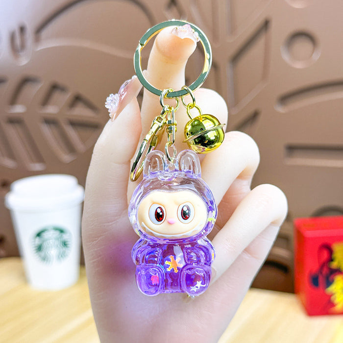 Wholesale Acrylic Bunny Quicksand Keychain Luminous Flashing Cute Doll Bag Gift Keychain