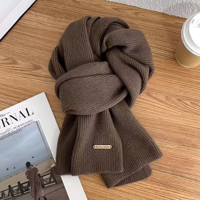 Wholesale Wool Knitted Solid Color Thick Warm Scarf JDC-SF-Jieh003