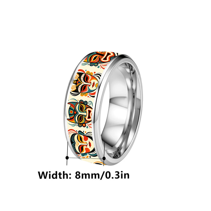 Wholesale Traditional Chinese Opera Face Stainless Steel Ring Silver Plated Jewelry Accessory