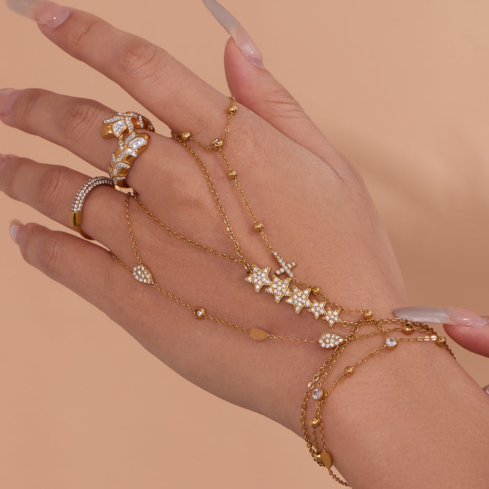 Wholesale Stainless Steel Hand Chain with 5A Zirconia Inlay