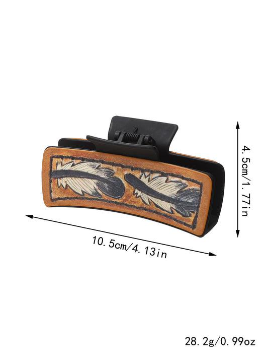 Wholesale West Denim Style Leather Hairpin Cactus Clamp Women Shark Clip