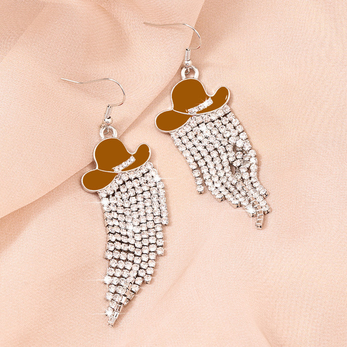 Wholesale Western boots earrings diamond pendant earrings