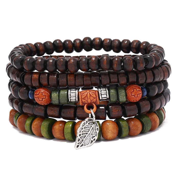 Wholesale Bohemian style multi-layered wooden beaded bracelets