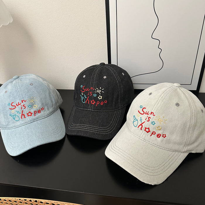 Wholesale Washed denim vintage embroidered  baseball cap