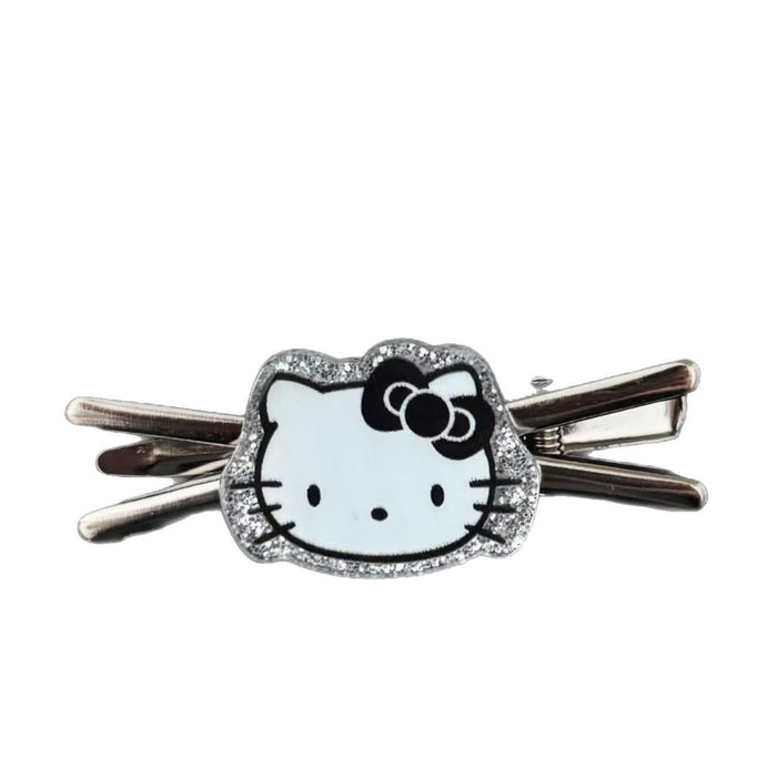 Wholesale Black Glitter Cat Cross Hairpin Japanese Simple Sweet Cool Style Girl Duckbill Hairpin Hair Accessories