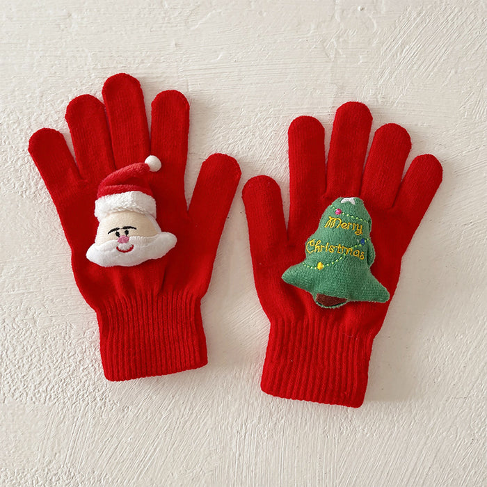 Wholesale Christmas plush gloves women' s winter warm finger gloves outdoor five finger gloves manufacturers