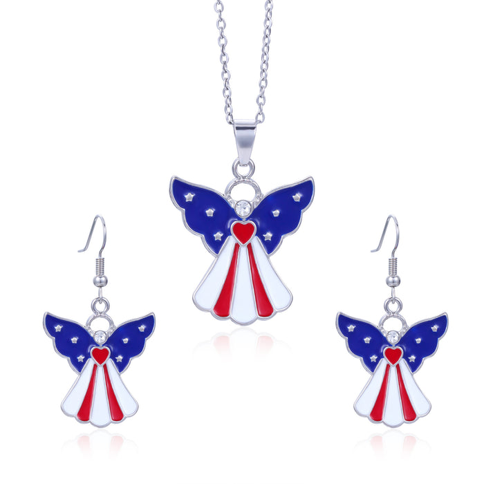 Wholesale Jewelry alloy diamond studded striped earrings necklace set