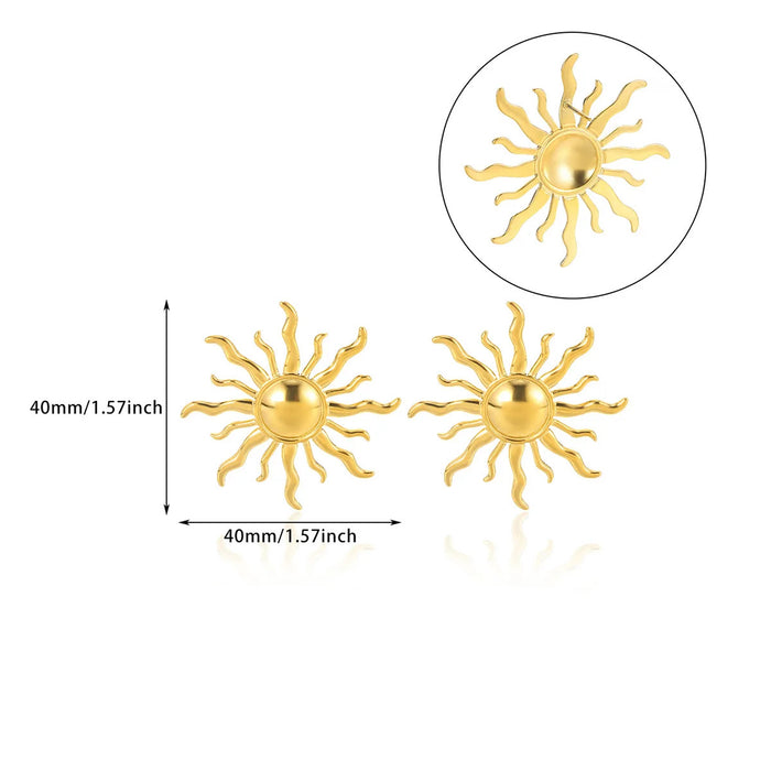 Wholesale Titanium steel fan-shaped sunburst earrings with a stylish