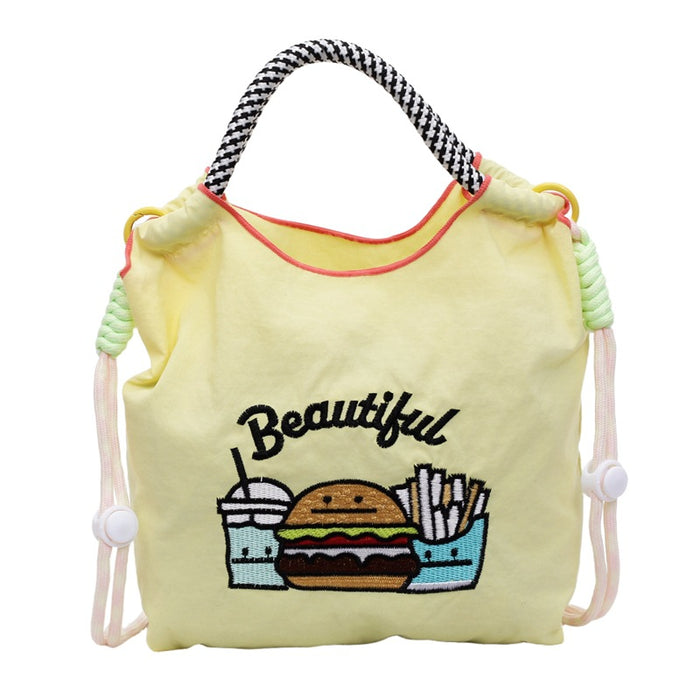 Wholesale New canvas bag embroidered eco-friendly shopping bag for commuting women, shoulder bag for niche diagonal cross bag