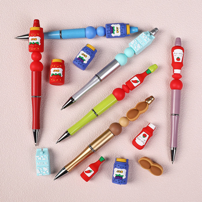 Wholesale 20pcs Bottle silicone beads semi-finished loose beads children' s bead pen decorative cartoon silicone beads