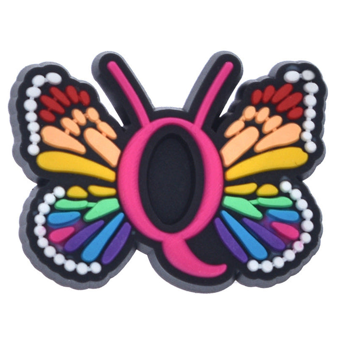Wholesale 100 PCS PVC Cartoon Butterfly Alphabet DIY Shoe Buckles JDC-SC-RYY004
