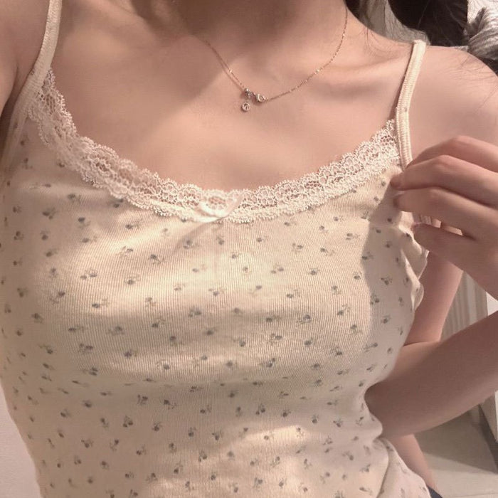 Wholesale Summer new floral short-sleeved right-shoulder crop top for women slimming and slimming bottoming