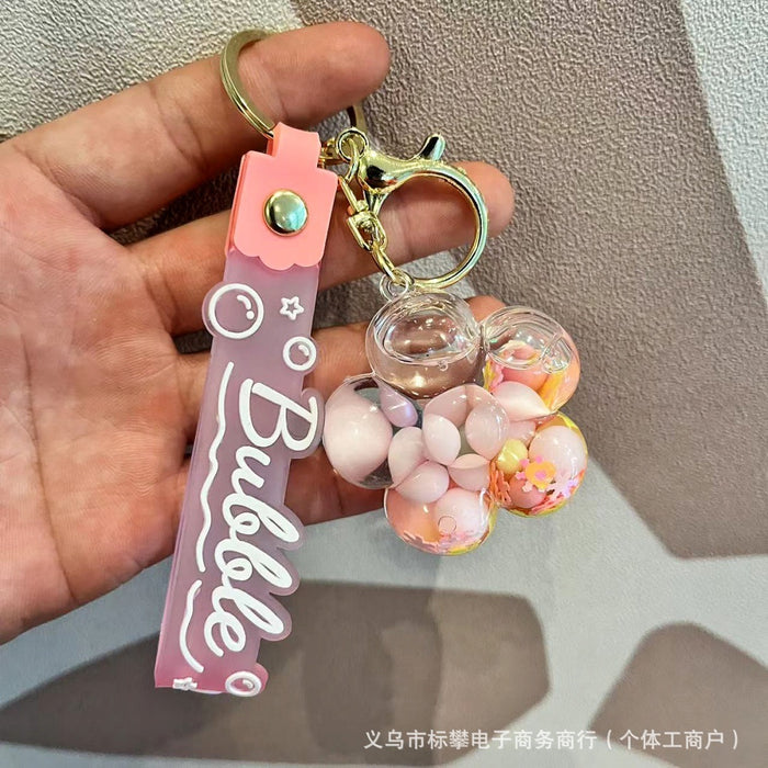 Wholesale Cartoon Into The Oil Flow Sand Bottle Milk Cup Keychain JDC-KC-biaopan006