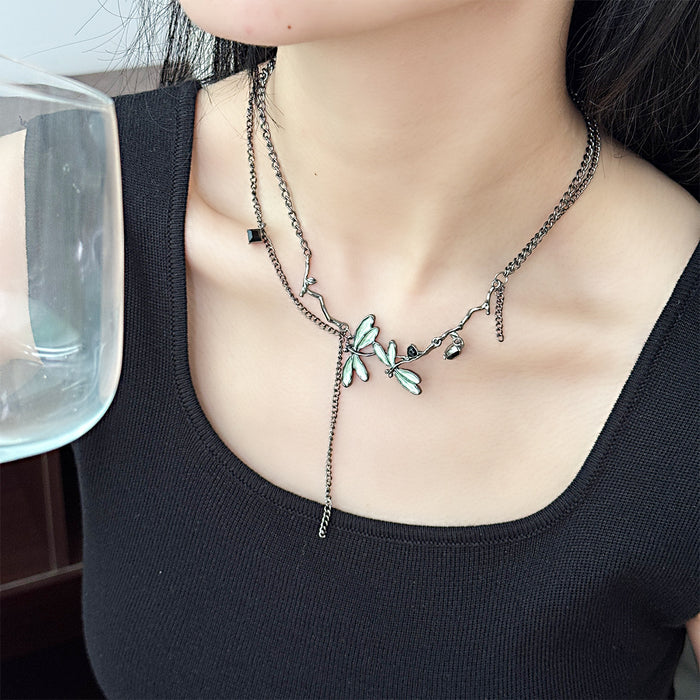 Wholesale Inlaid collarbone chain earrings, niche design necklace earrings