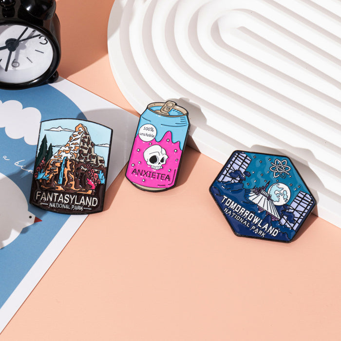 Wholesale Cartoon brooch outdoor park camping alloy badge personalized clothing accessories badge