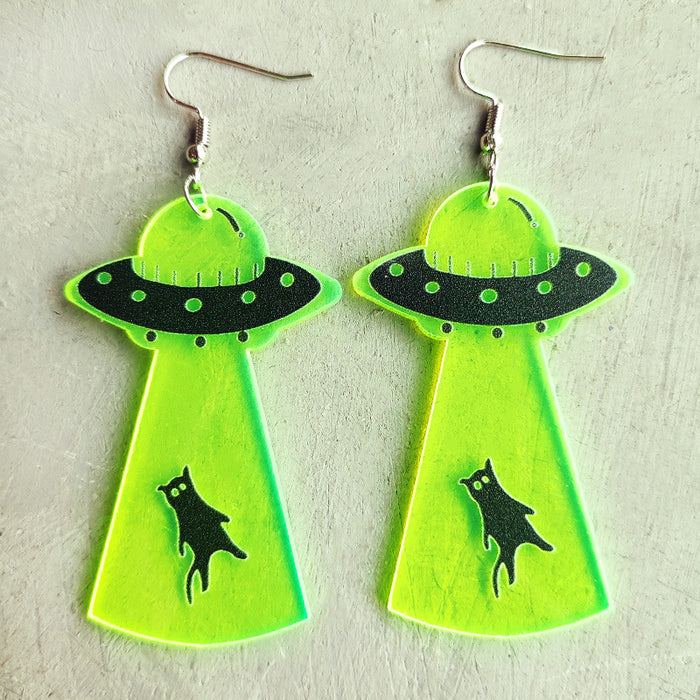 Wholesale 2pcs Halloween Skull Alien Fluorescent Acrylic Earrings JDC-ES-HeYi109