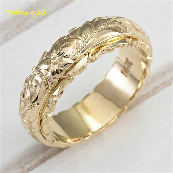 Wholesale Alloy Plated 14k Suspended Carved Rose Flower Ring JDC-RS-Yud017