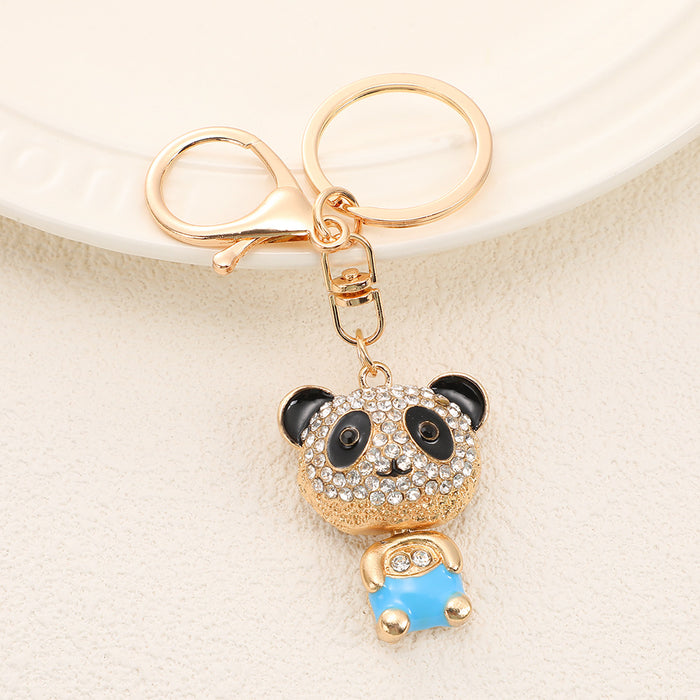 Wholesale Diamond encrusted teddy bear car key pendant, cute and exquisite small gift, women's handbag chain pendant, keychain ring