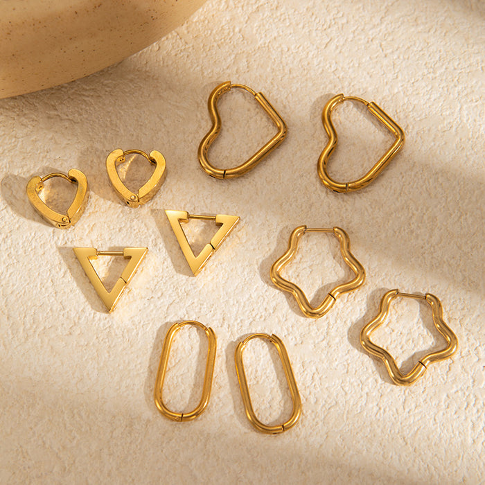 Wholesale Stainless Steel Flower Heart Hoop Earrings Set