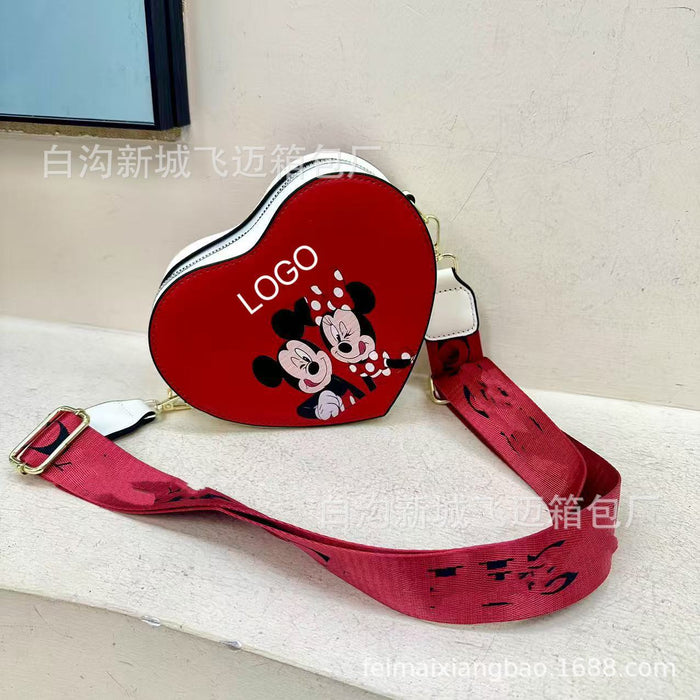 Wholesale Cute heart-shaped cartoon pattern large-capacity commuter crossbody shoulder bag